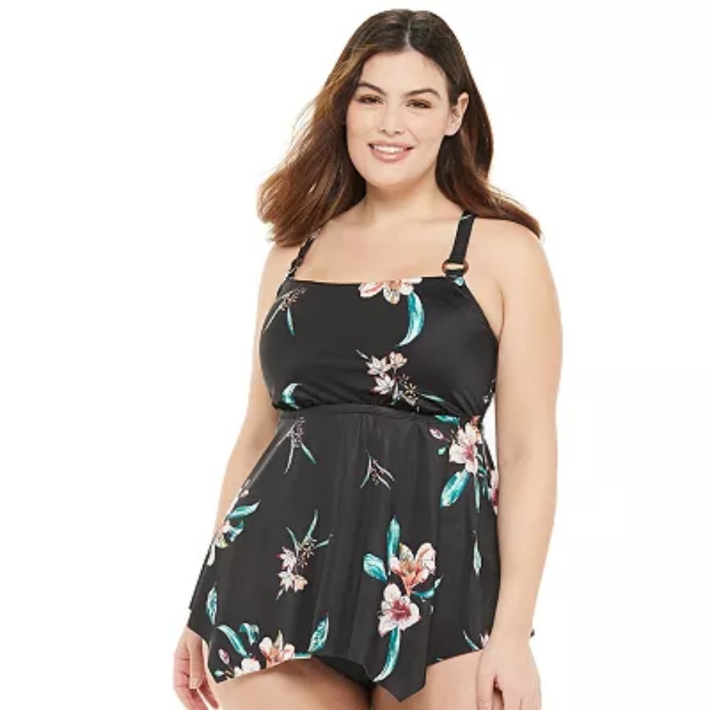 Square neck tankini swim top